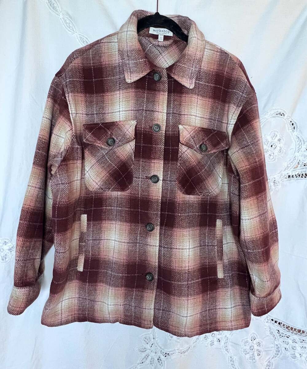 Workshop Republic Clothing Plaid Shacket Size M